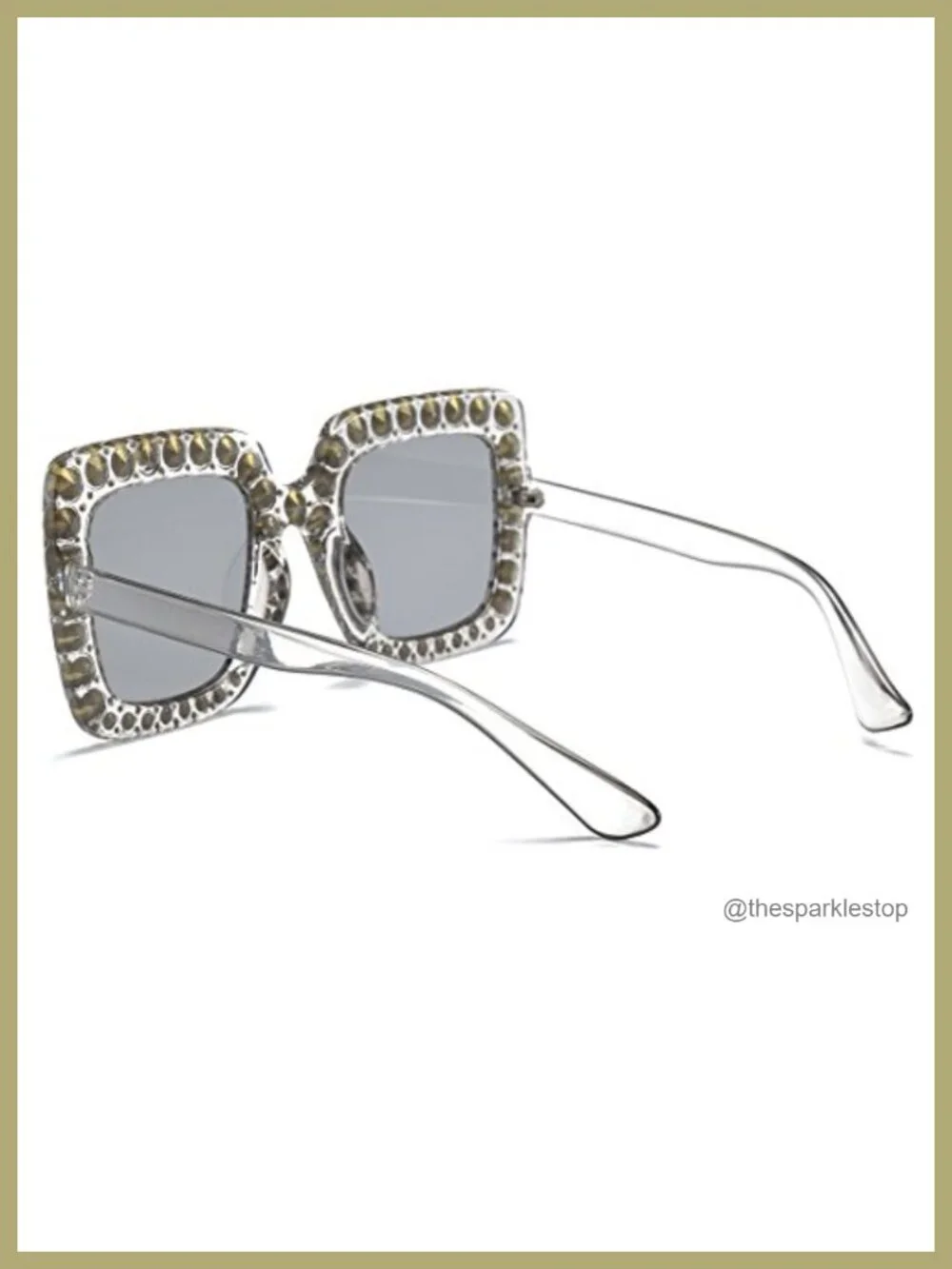 Oversized Rhinestone Square Sunglasses Women Crystal Frame Gradient Lens UV